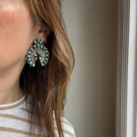 Turquoise & Sterling Silver Naja Earrings Signed EJA