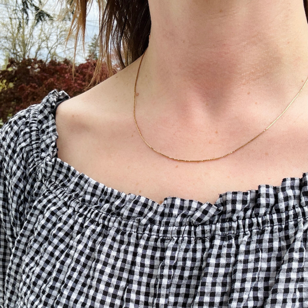 Dainty 18" 14k Gold Box Chain