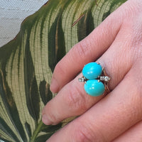 Turquoise Toi et Moi Ring with Diamond Accents