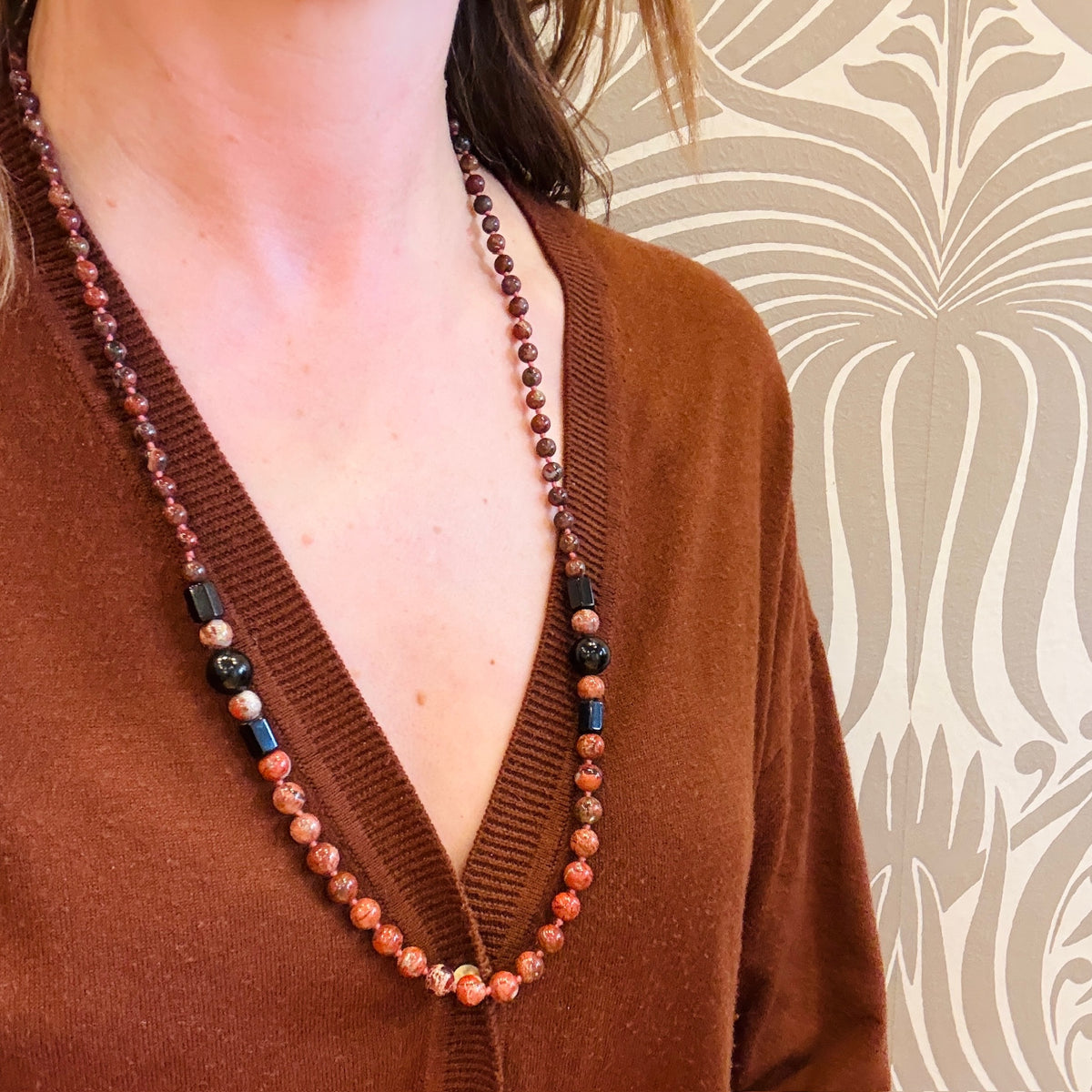 Jasper & Glossy Black Onyx Beads