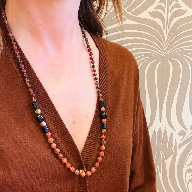 Jasper & Glossy Black Onyx Beads