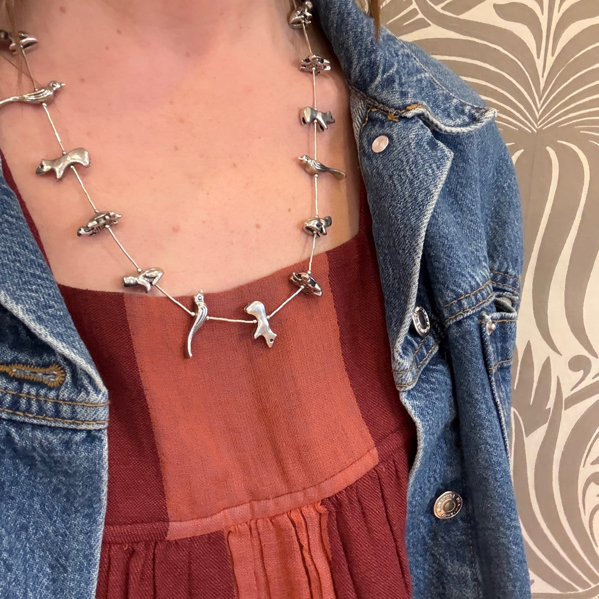 Beautifully Made Vintage Silver Animal Fetish Necklace