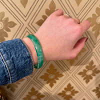 Gorgeous Half Round Green Jade Bangle