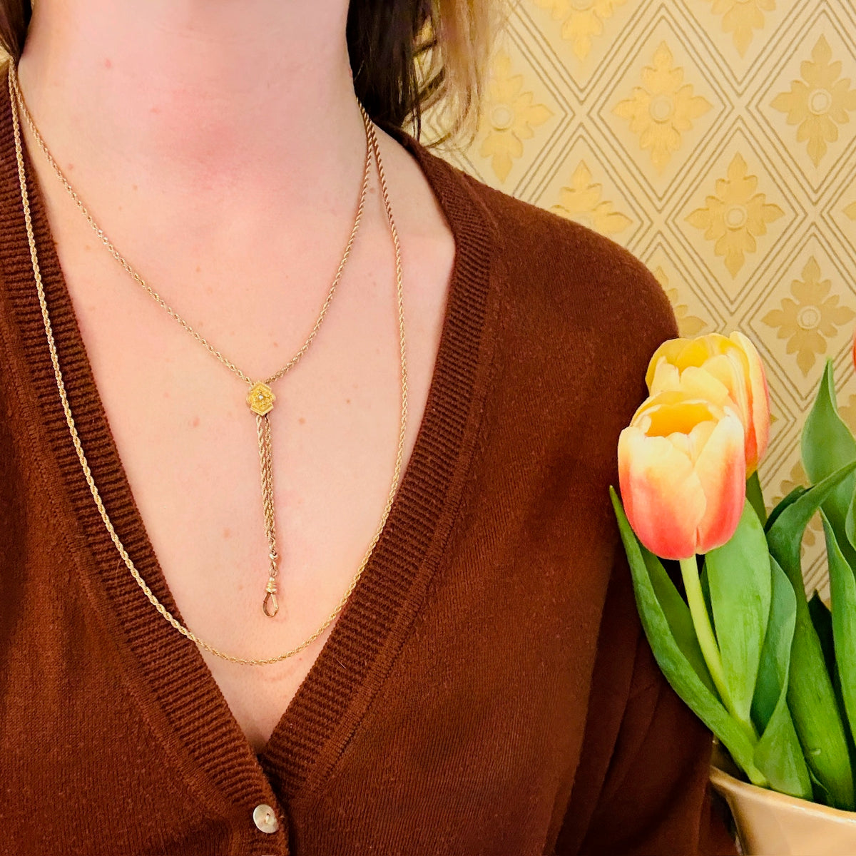 Extra Long Victorian Chain with Etruscan Revival Slide