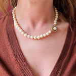 Angel Skin Beads with Etruscan Revival Gold Clasp