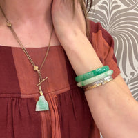 Bright Green & Celadon Jade Round Bangle Bracelet