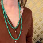 Extra Long Strand Of Gorgeous Green Glass Beads