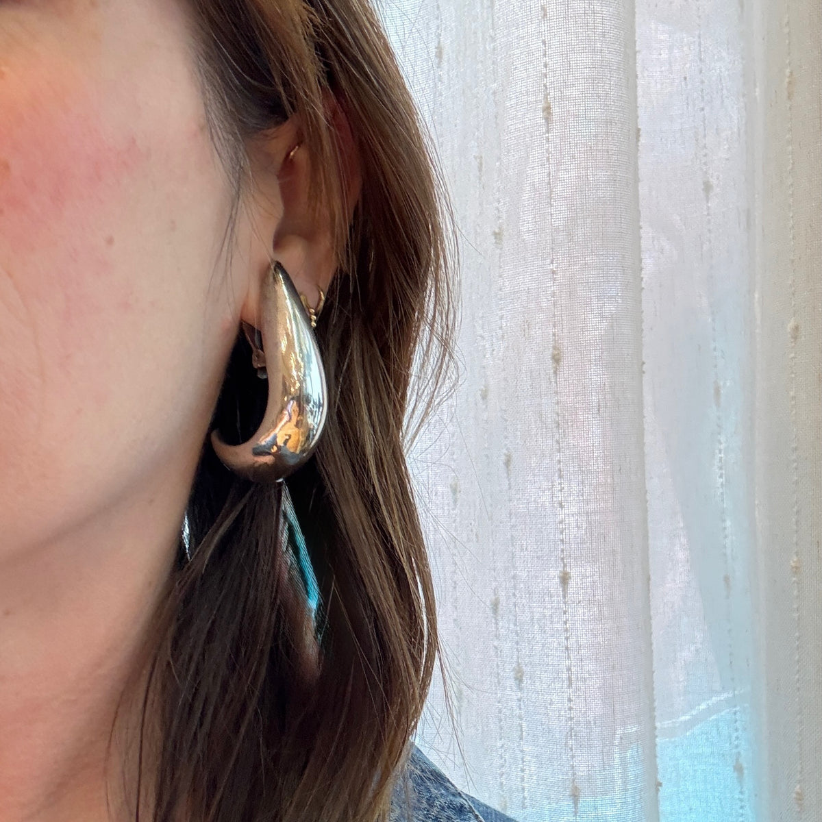 Fat & Sassy Sterling Silver Half Hoop Earrings