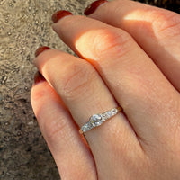 Old Mine Cut Diamond in Platinum & Gold Engagement Ring