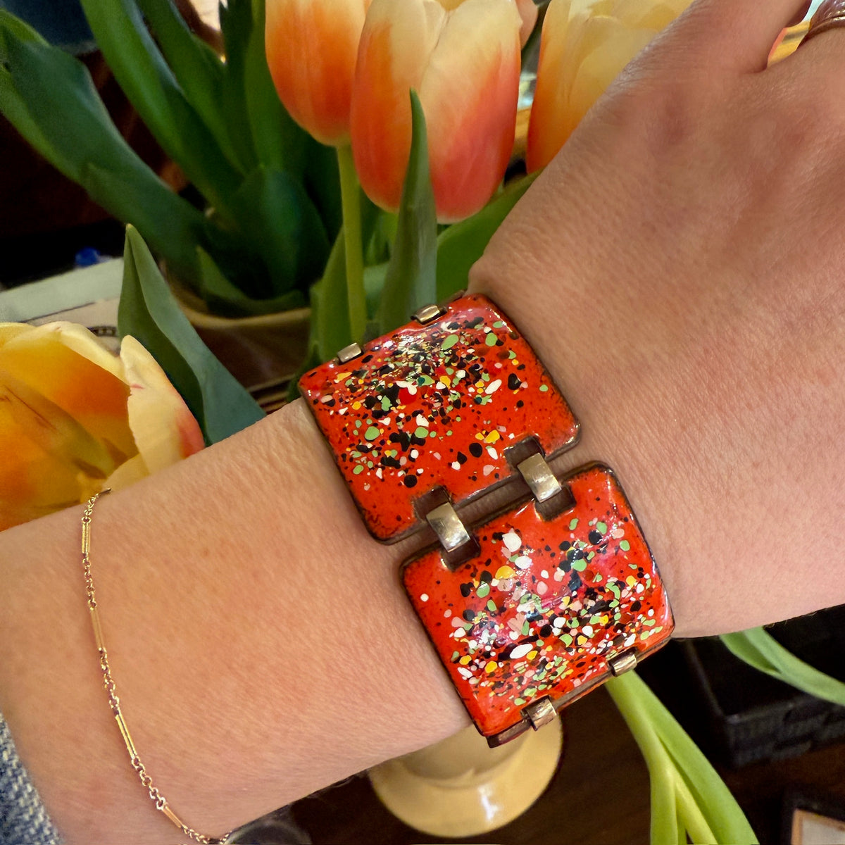 Wild Enameled Copper Bracelet
