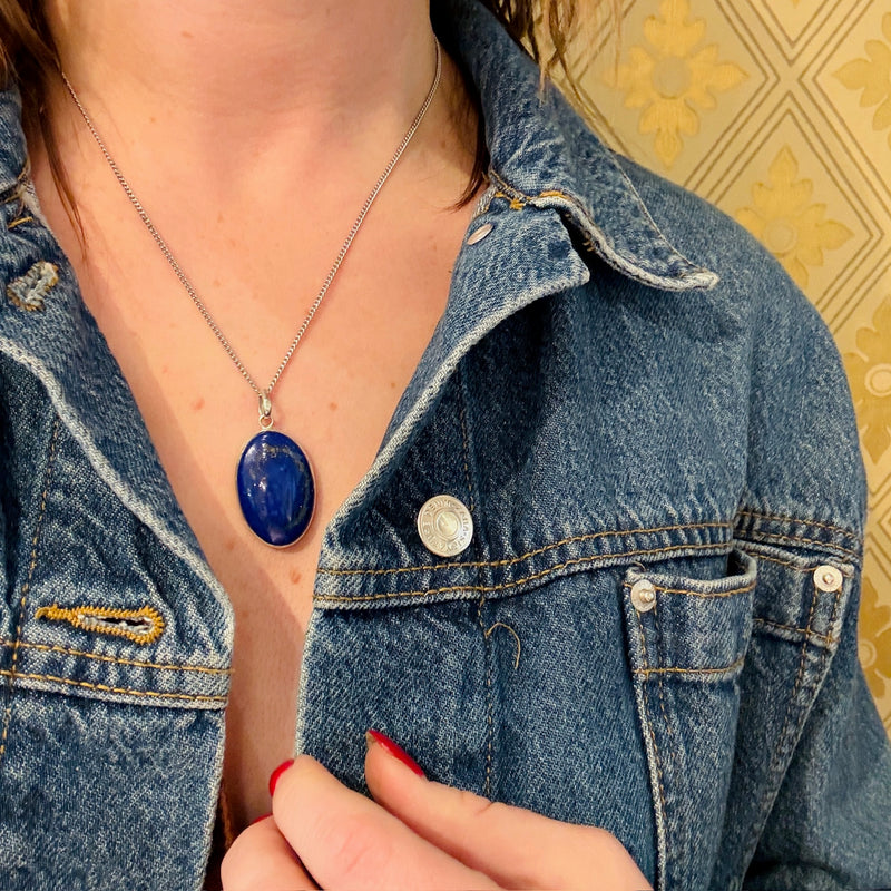 Lapis Lazuli in Sterling Bezel Pendant