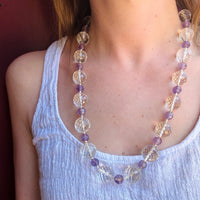 Faceted Rock Crystal & Amethyst Bead Necklace