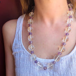 Faceted Rock Crystal & Amethyst Bead Necklace
