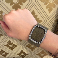 French Paste & Green Leather Bracelet by Ancient Influences