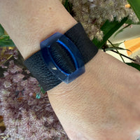 Blue Buckle & Black Leather Bracelet by Ancient Influences