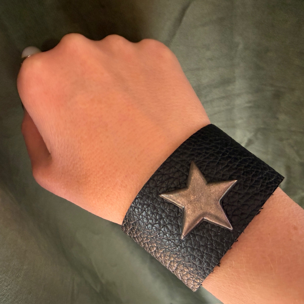 Black Leather Star Bracelet by Ancient Influences