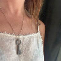 Large Steel Key on Sterling Rope Chain