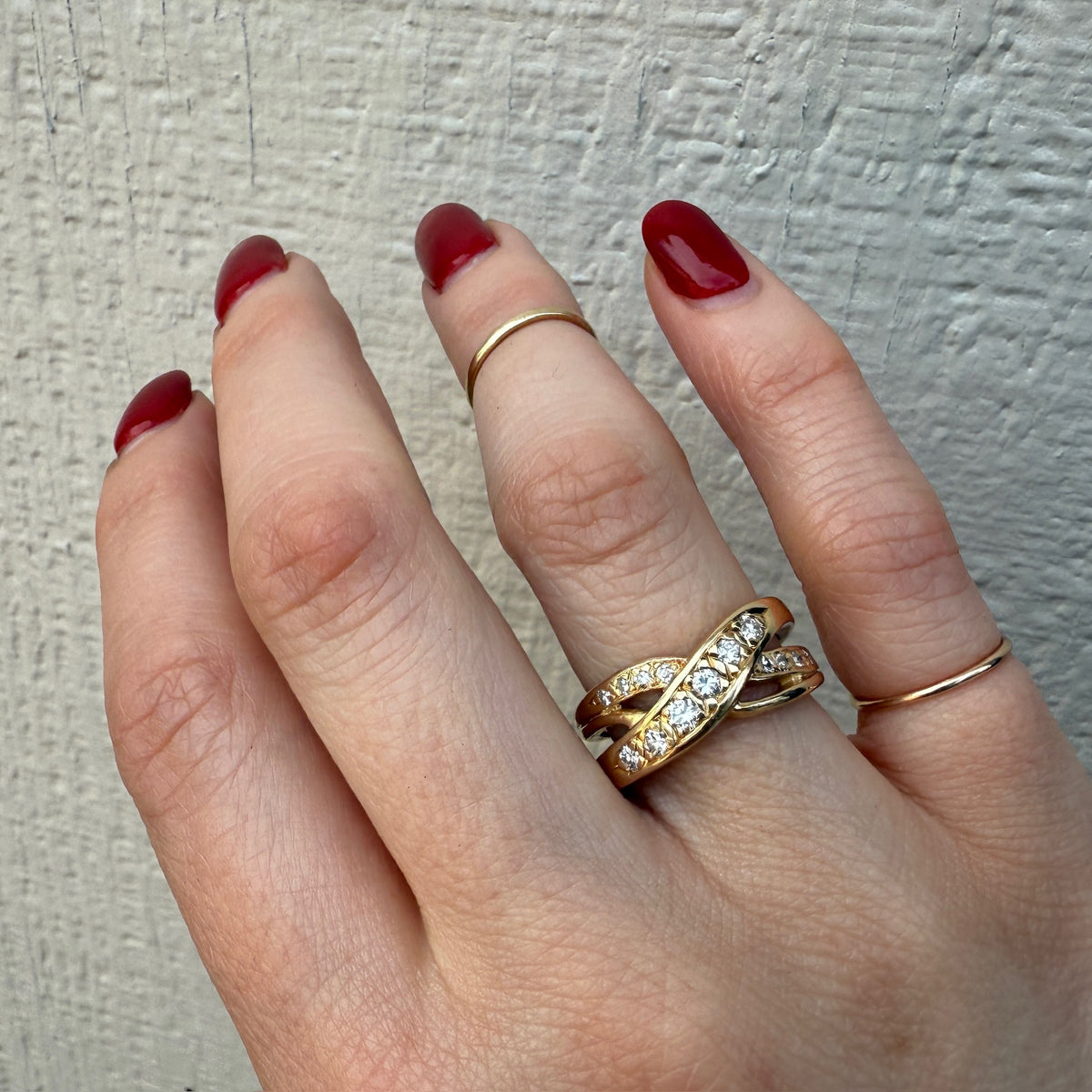 Vintage 1970s Gold and Diamond Band