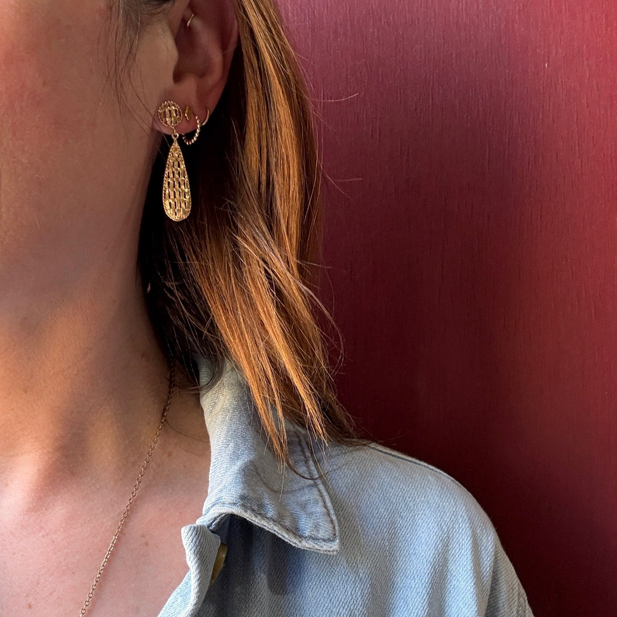 Pendulum Earrings in Woven 14k Gold
