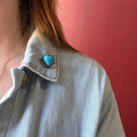 Sentimental Victorian Blue Glass Heart Brooch