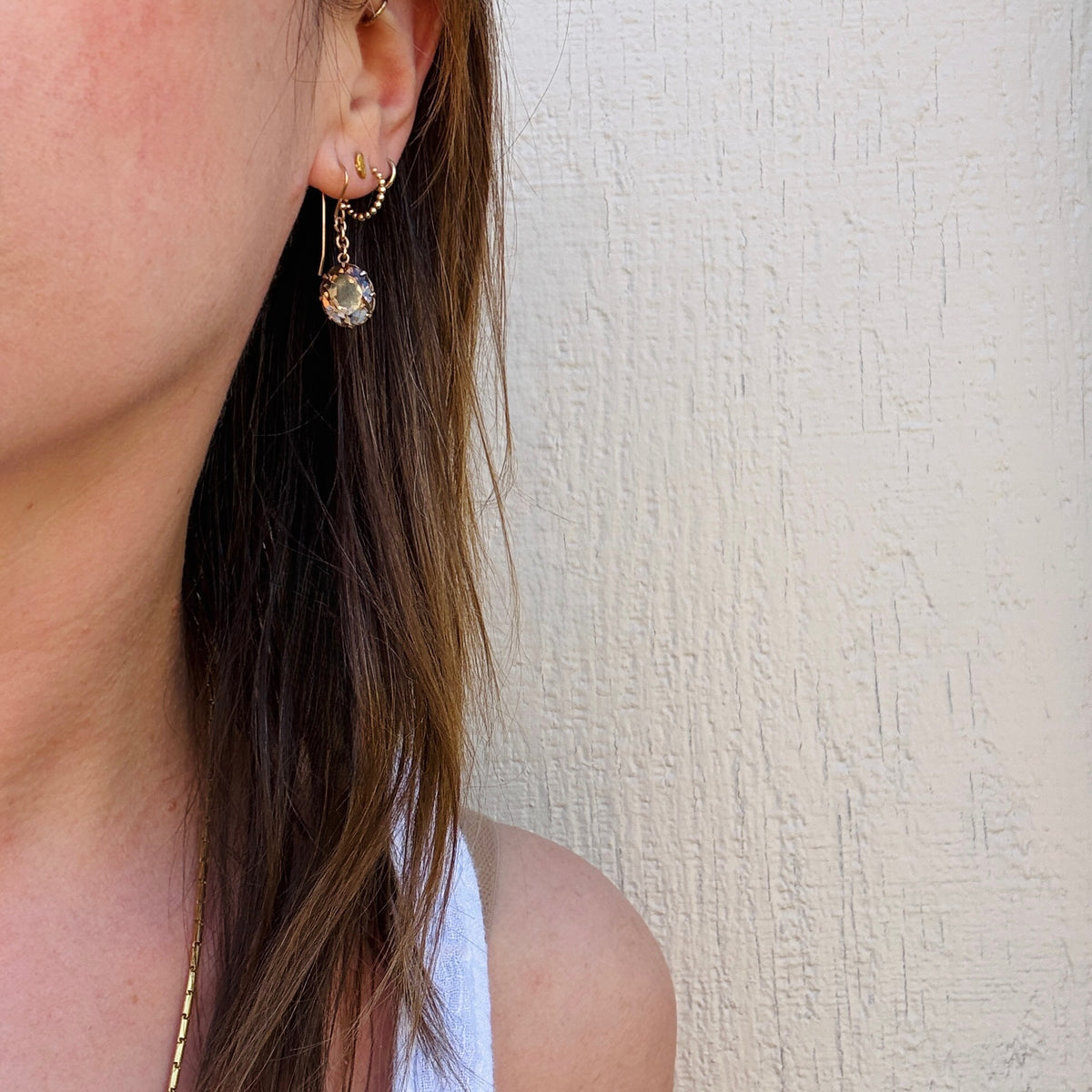 Smokey Quartz in Gold Drop Earrings