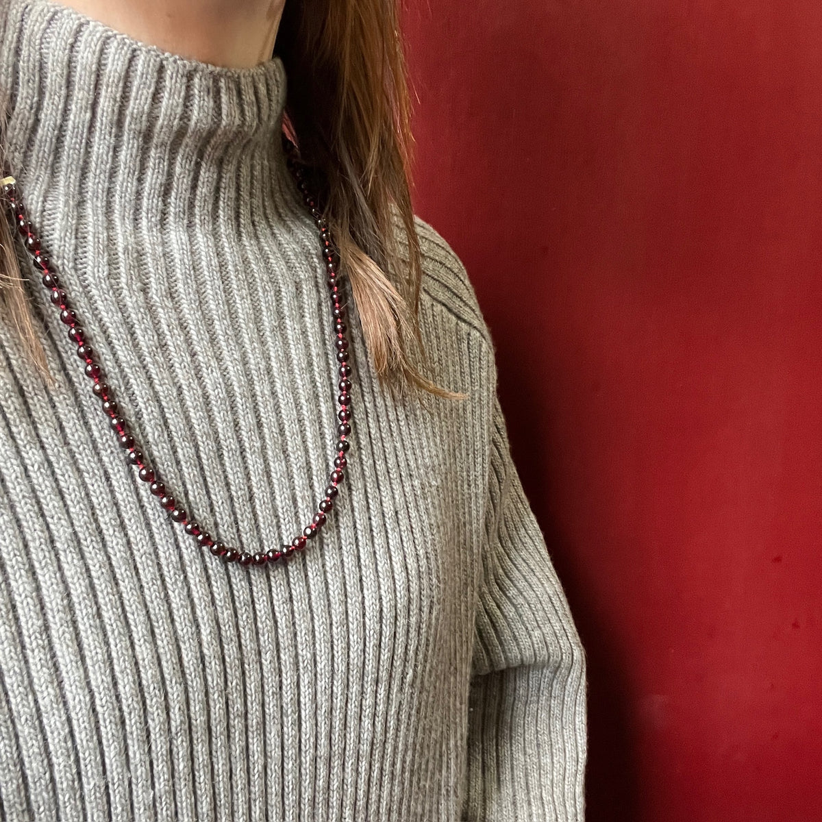 Lush 25" Strand of Vintage Garnet Beads