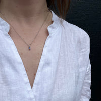 Velvety Square Sapphire Solitaire Necklace