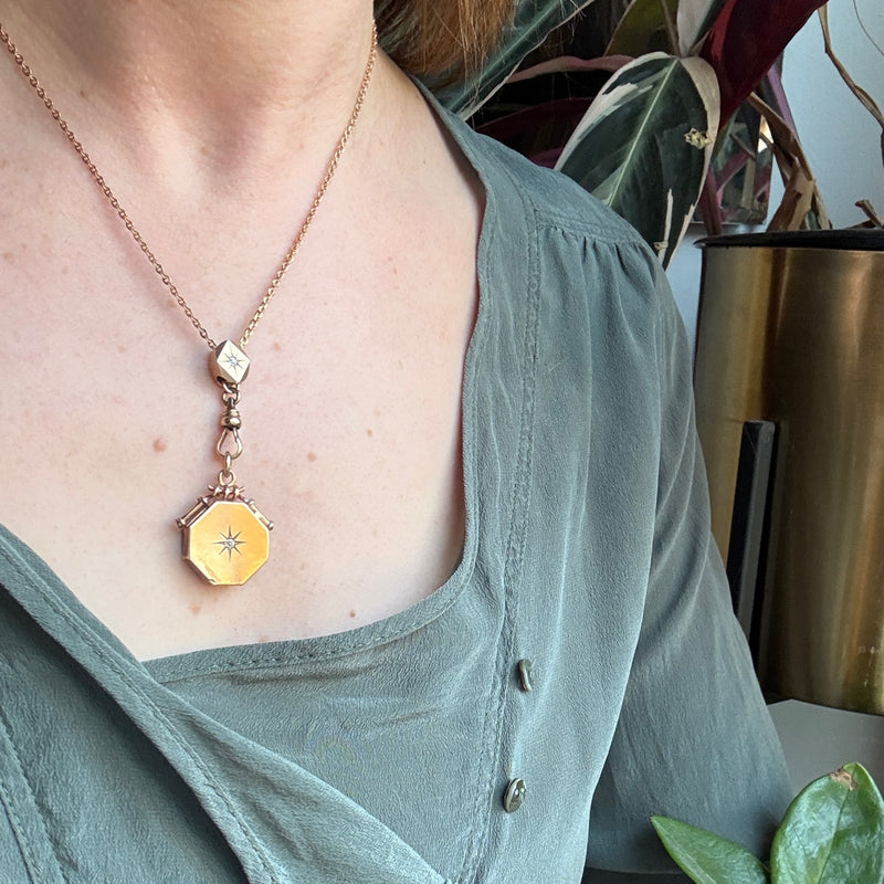 Starry Diamond Victorian Locket & Slide Chain