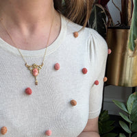 Leafy Bower Coral Cameo Necklace