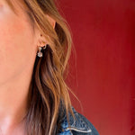 Victorian Rose Cut Diamonds in Gold & Silver Earbobs