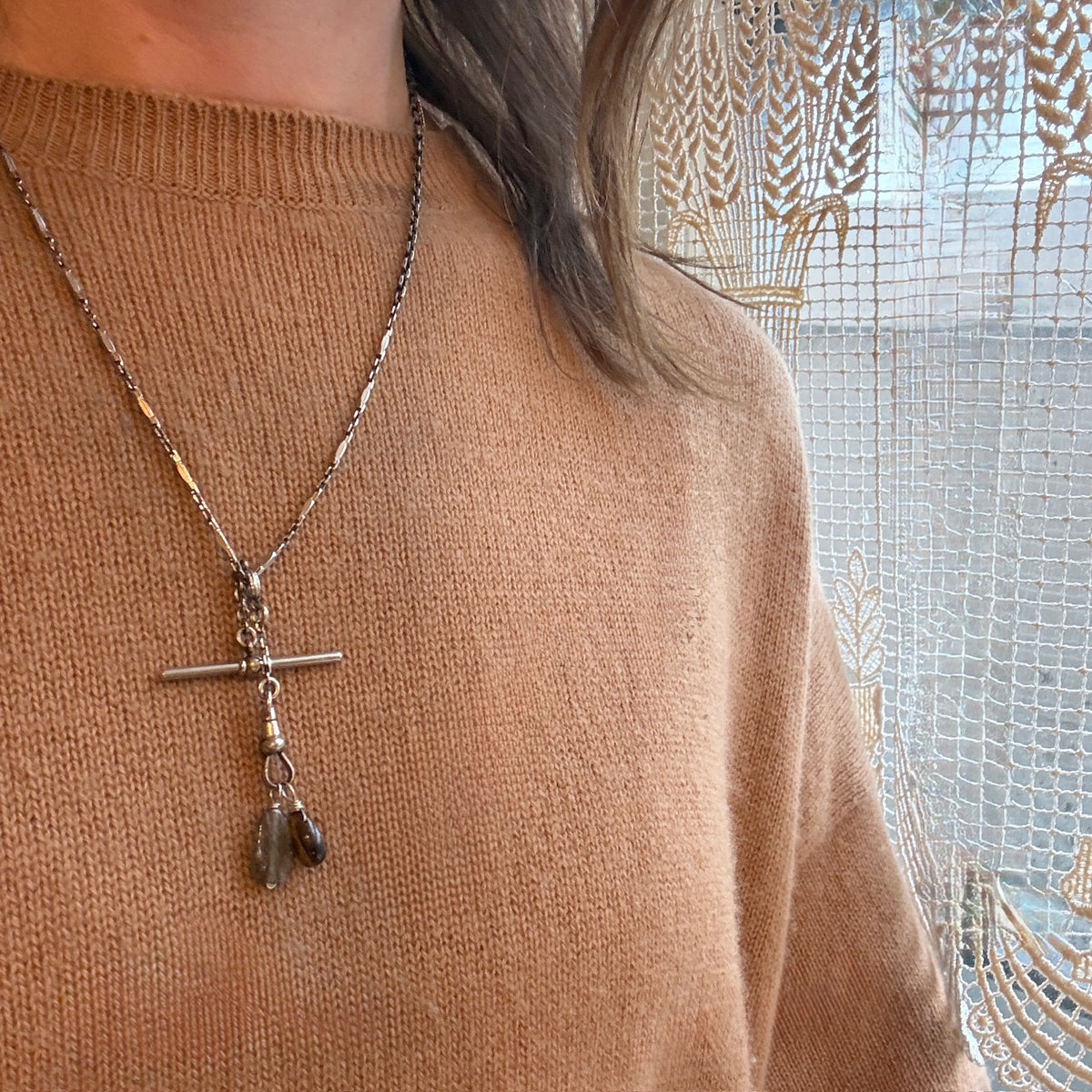 Fancy Link Silver Chain with T-bar and Hook