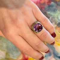 Elaborately Enameled Art Deco Amethyst Ring