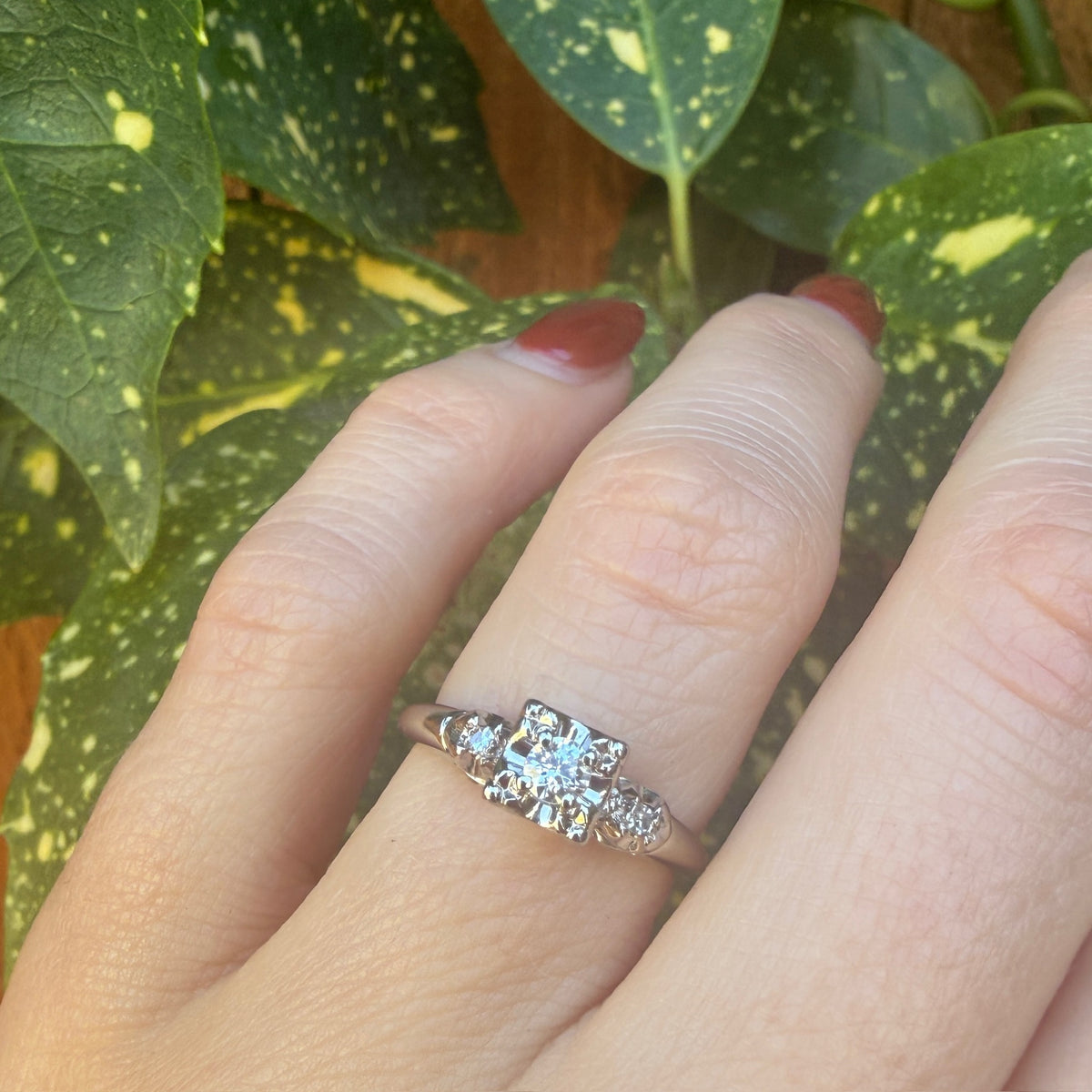 Sweet Vintage Diamond & White Gold Engagement Ring