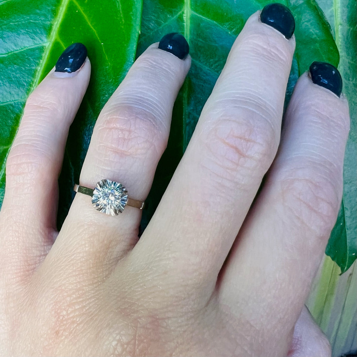 Striking Art Moderne Diamond Solitaire Ring