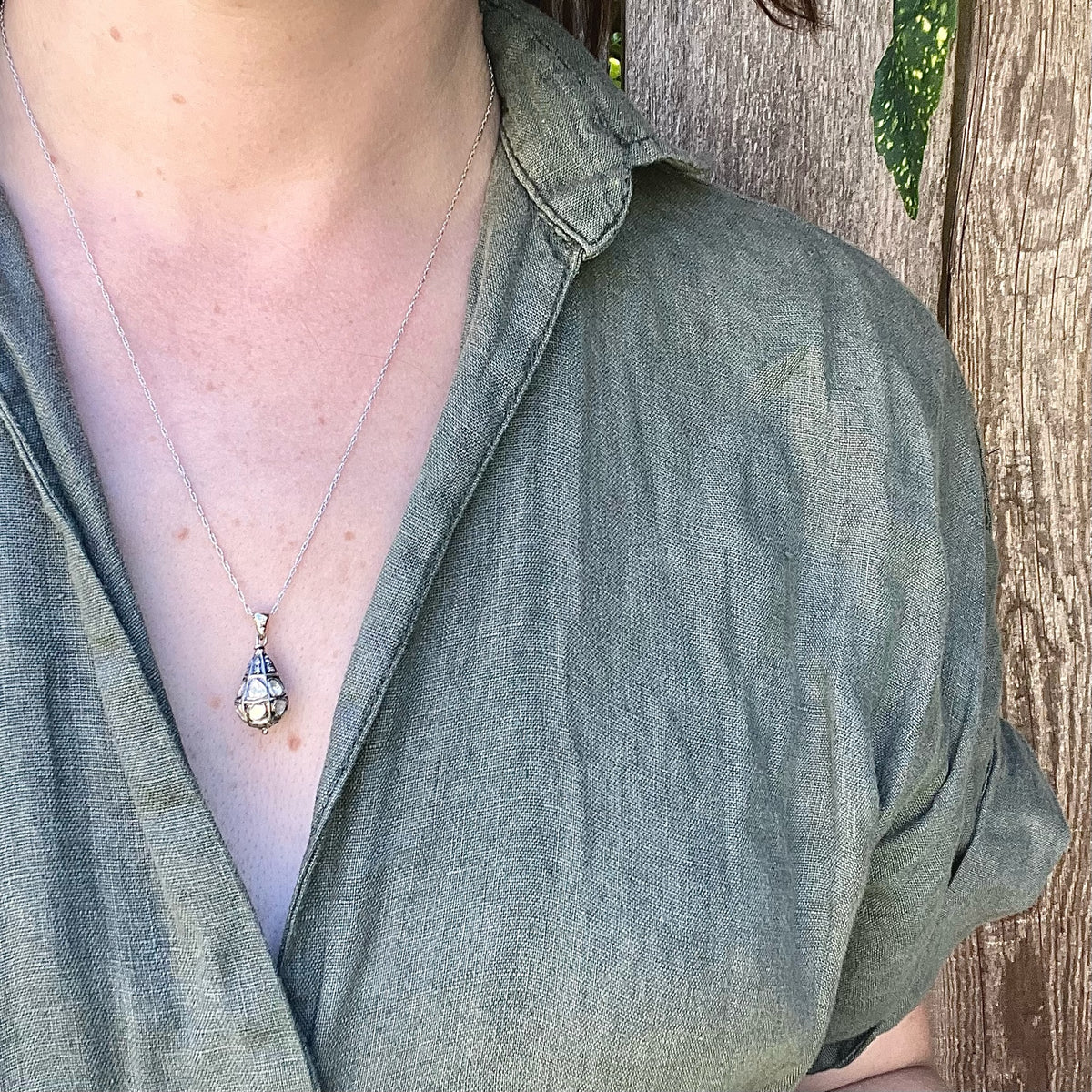 Rose Cut Diamond Encrusted Mughal Teardrop Pendant