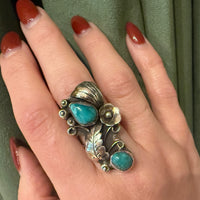 Sculptural Sterling & Turquoise Ring by Phil Chapo