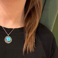 Tranquil Turquoise in Detailed Sterling Pendant