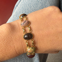 Colorful Scarabs in Gold Fill Bracelet