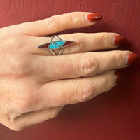 Wicked Coral & Turquoise Navette Ring