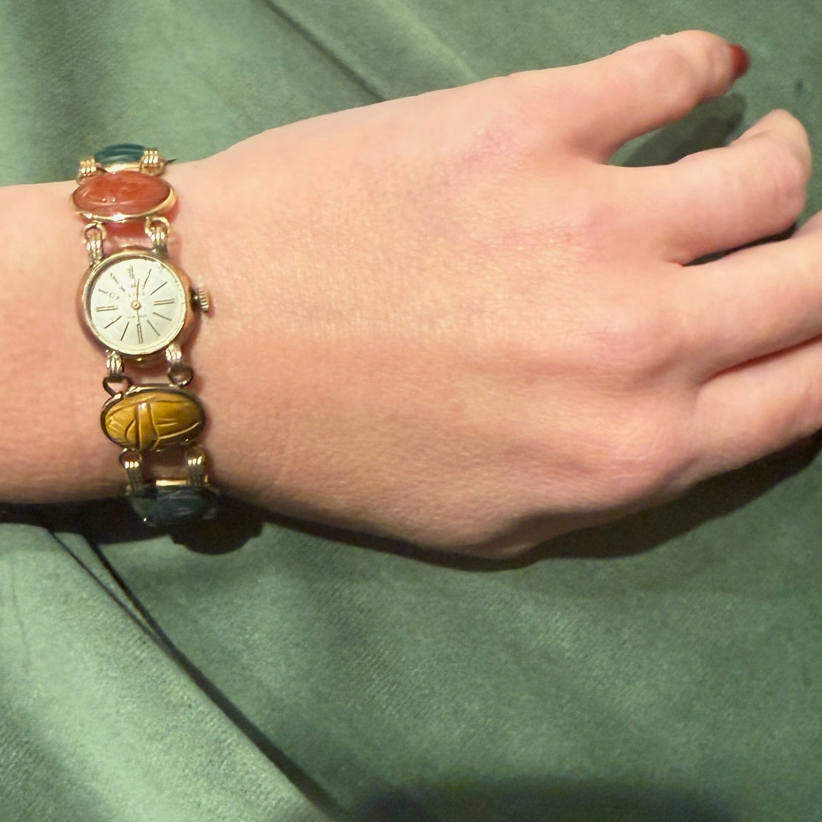 Pedre Watch on Hardstone Scarab Bracelet