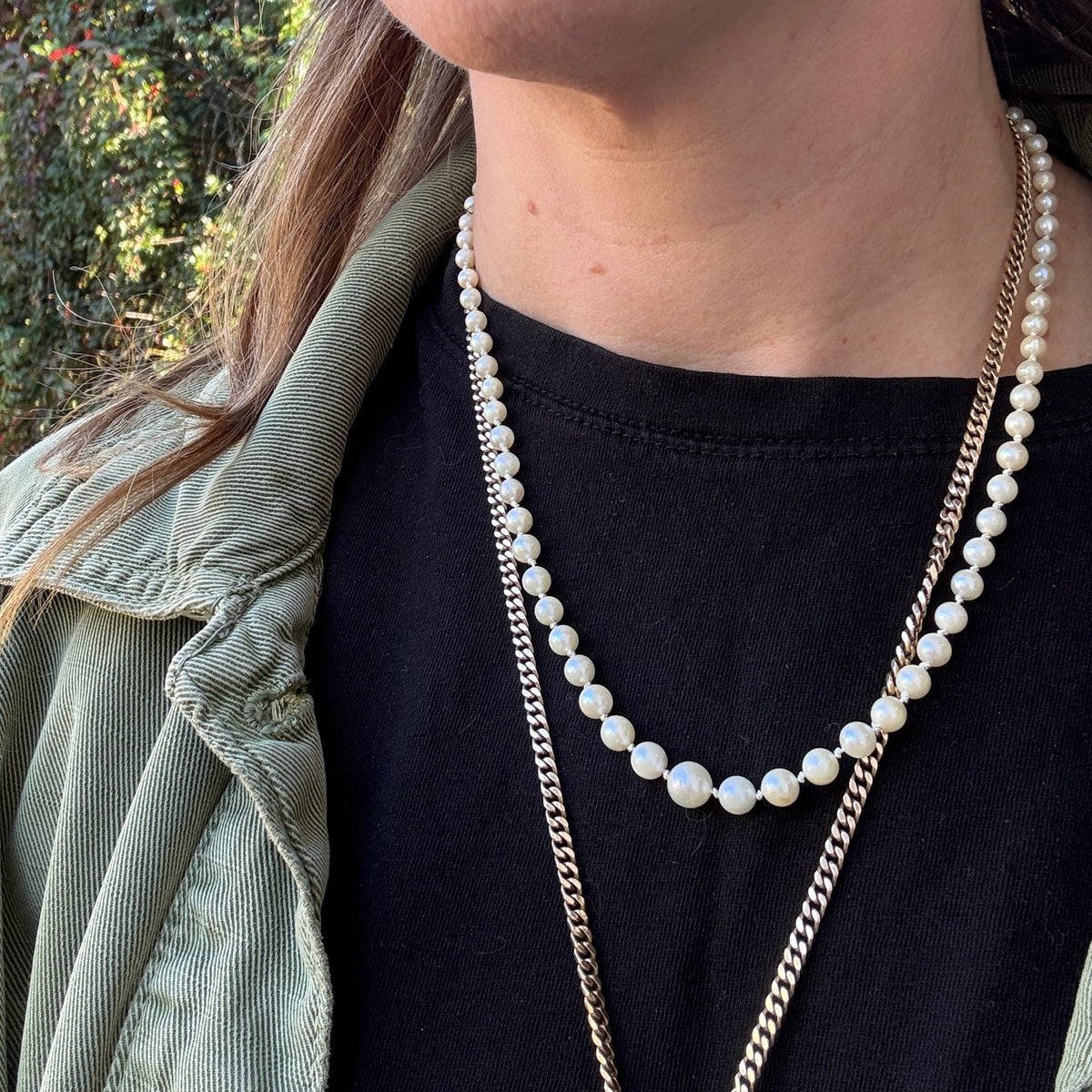 19" Graduated Strand of Creamy Cultured Pearls