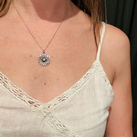 Brilliant Opal & Sterling Silver Flower Pendant