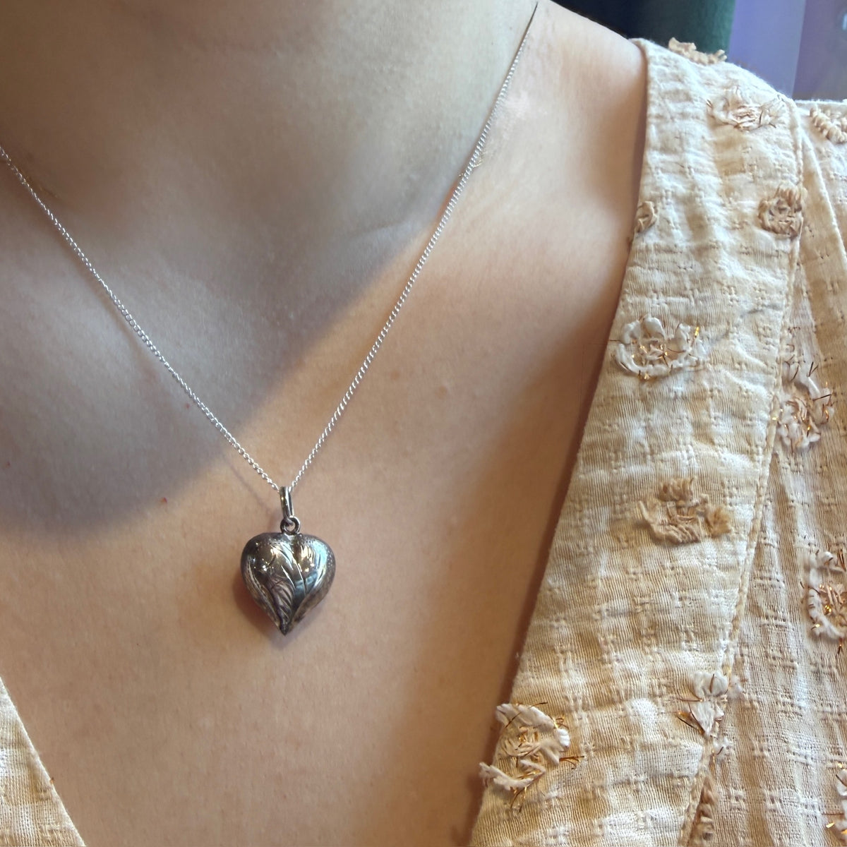 Engraved Sterling Silver Heart Pendant