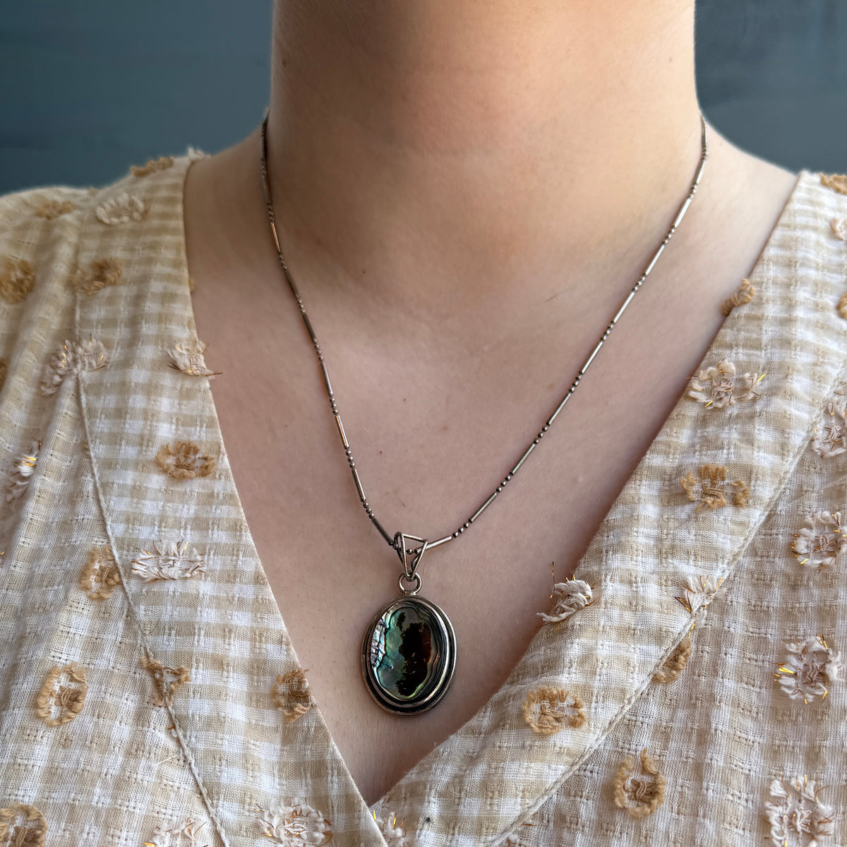 Vintage Abalone and Sterling Necklace
