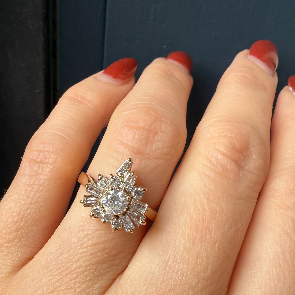 Dynamic Diamonds in Gold Ballerina Ring