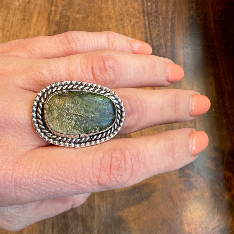 Subtle Gradated Green Turquoise & Silver Ring