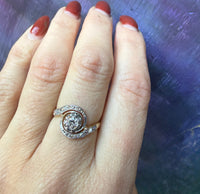 Old Euro Diamond in Rose Cut-Encrusted Bypass Ring
