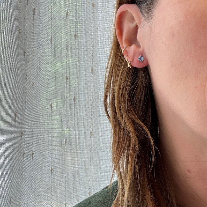 Pale Blue Vintage Sapphires in 14k White Gold Studs
