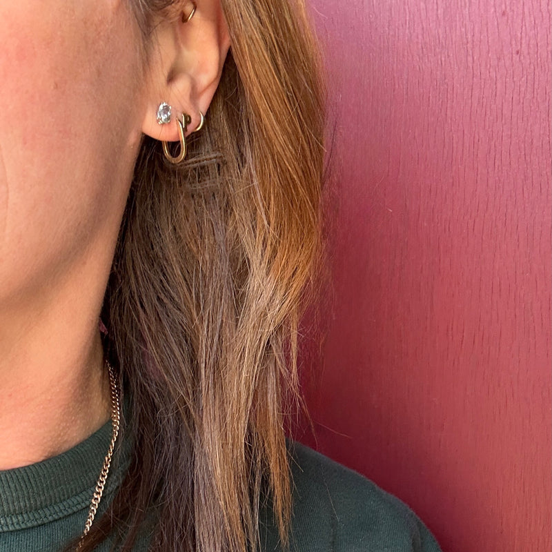 Icy Blue Oval Aquamarine Stud Earrings