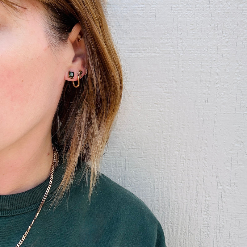Radiant .85tcw Green Tourmaline & 14k Gold Studs